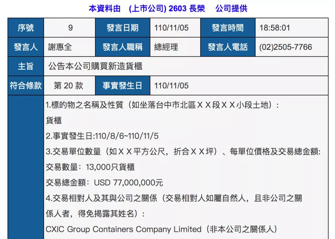 長榮海運(yùn)超3億美元再訂55500個(gè)集裝箱，并調(diào)整2艘23000TEU大船訂單！