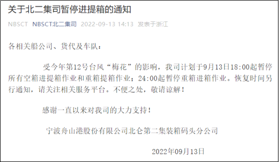 預(yù)警！臺(tái)風(fēng)“梅花”或?qū)⒂诿魅盏顷懻憬虾?寧波各碼頭暫停進(jìn)提箱服務(wù)